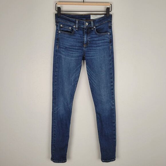 Rag & Bone Cate Mid Rise Ankle Skinny Jeans Marigold Blue Size 24 - Picture 1 of 12